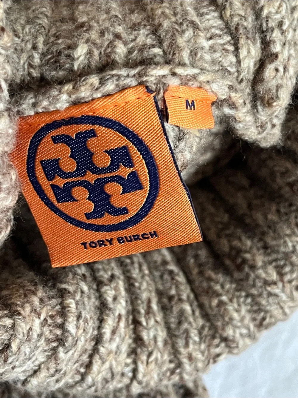 tory burch wool chunky knit beige turtleneck sweater 100% wool autumn layer